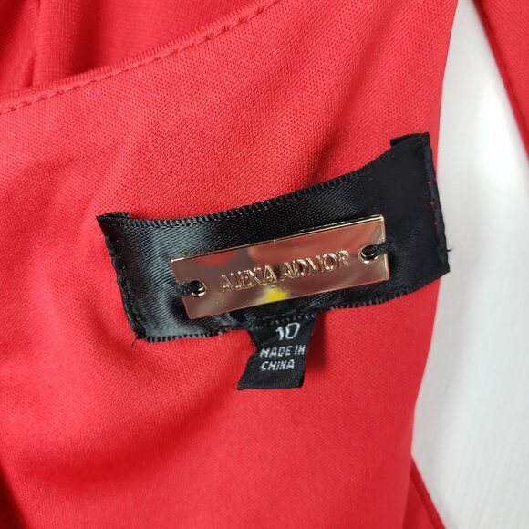 Alexia Admor Maven Sheath Dress Red 3/4 Sleeve Asymmetrical Cutout Neck Size 10 - Picture 7 of 9